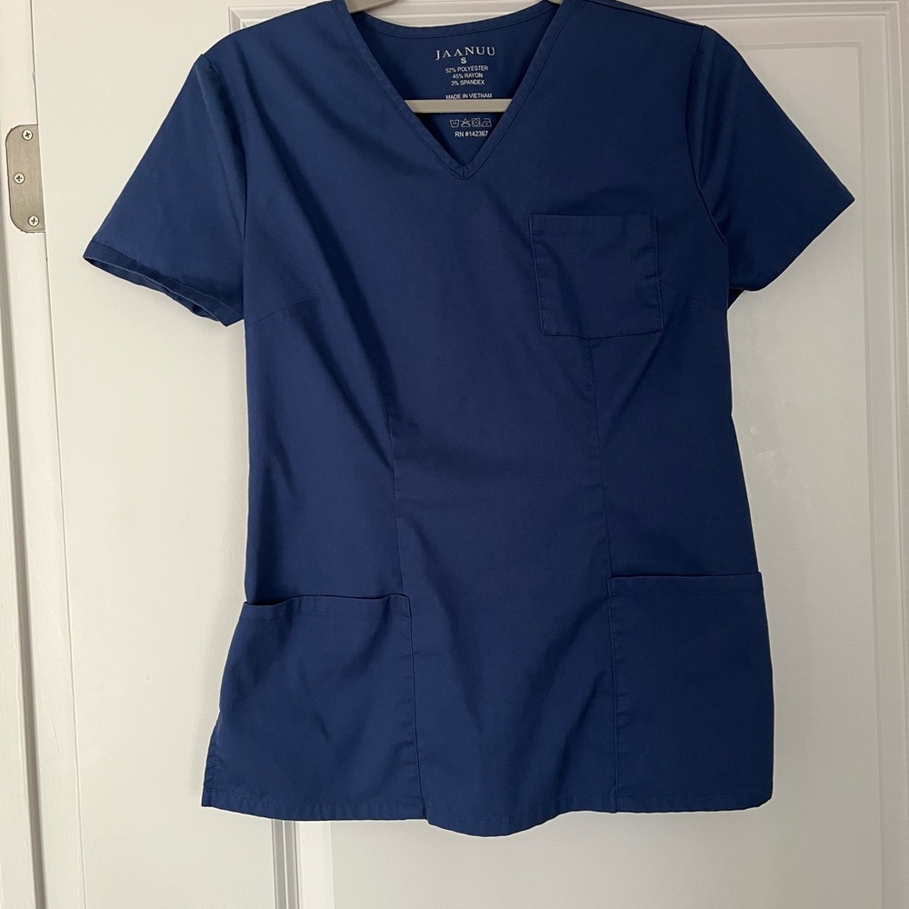 Jaanuu Cinched V-Neck Top Navy Blue